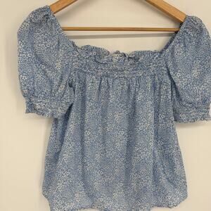 J.Crew X Liberty Top Women’s Small Floral Smocked Croquet Milkmaid Puff Sleeves